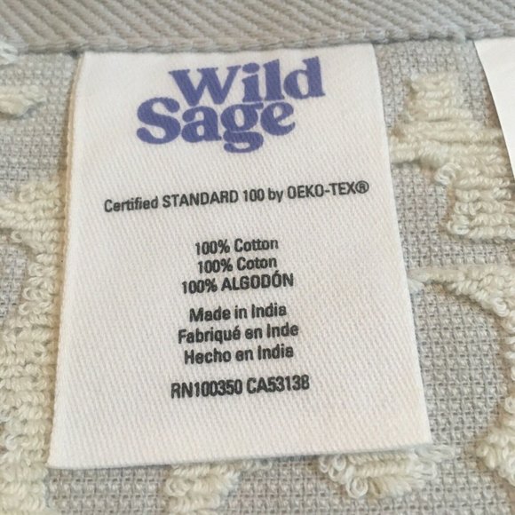 3 Wild Sage Crochet 100% Cotton 16"x26" HAND Towels in White on Microchip Gray - Picture 6 of 9